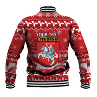Personalised Lithuania Christmas Baseball Jacket Linksmu Kaledu - Wonder Print Shop
