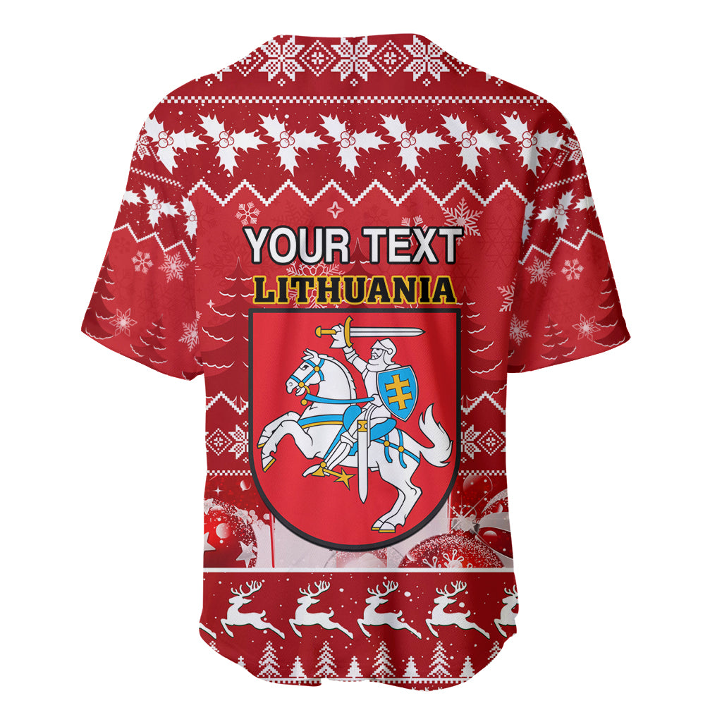 Personalised Lithuania Christmas Baseball Jersey Linksmu Kaledu - Wonder Print Shop