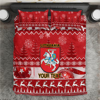 Personalised Lithuania Christmas Bedding Set Linksmu Kaledu - Wonder Print Shop