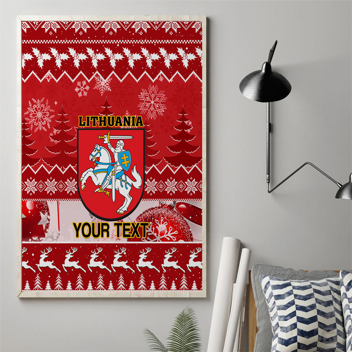 Personalised Lithuania Christmas Canvas Wall Art Linksmu Kaledu - Wonder Print Shop
