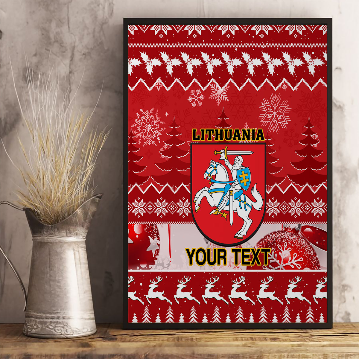 Personalised Lithuania Christmas Canvas Wall Art Linksmu Kaledu - Wonder Print Shop