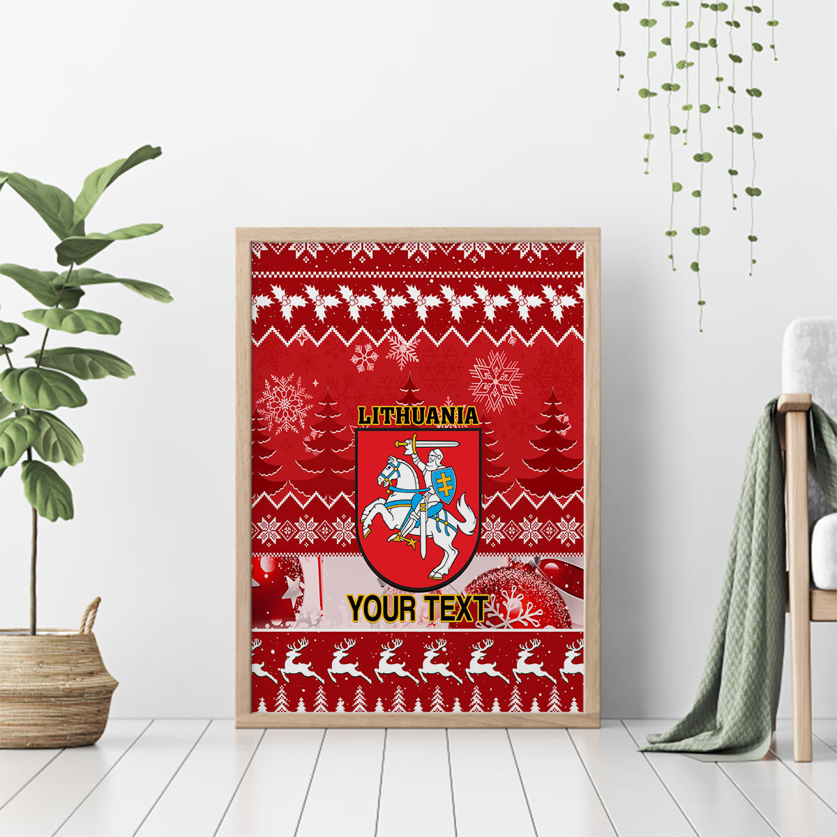 Personalised Lithuania Christmas Canvas Wall Art Linksmu Kaledu - Wonder Print Shop