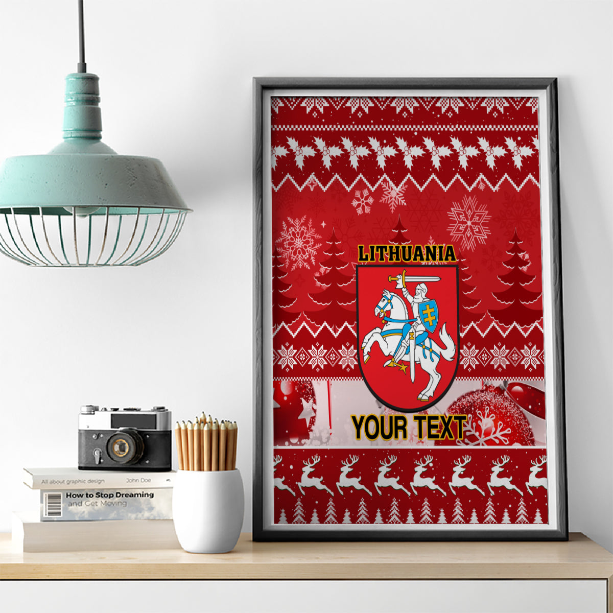 Personalised Lithuania Christmas Canvas Wall Art Linksmu Kaledu - Wonder Print Shop