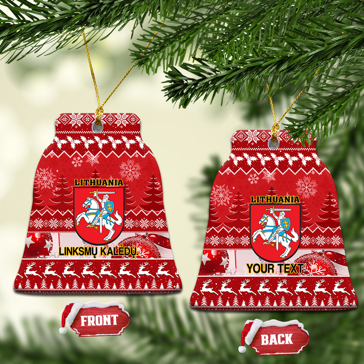 Personalised Lithuania Christmas Ceramic Ornament Linksmu Kaledu - Wonder Print Shop