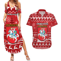 Personalised Lithuania Christmas Couples Matching Summer Maxi Dress and Hawaiian Shirt Linksmu Kaledu - Wonder Print Shop