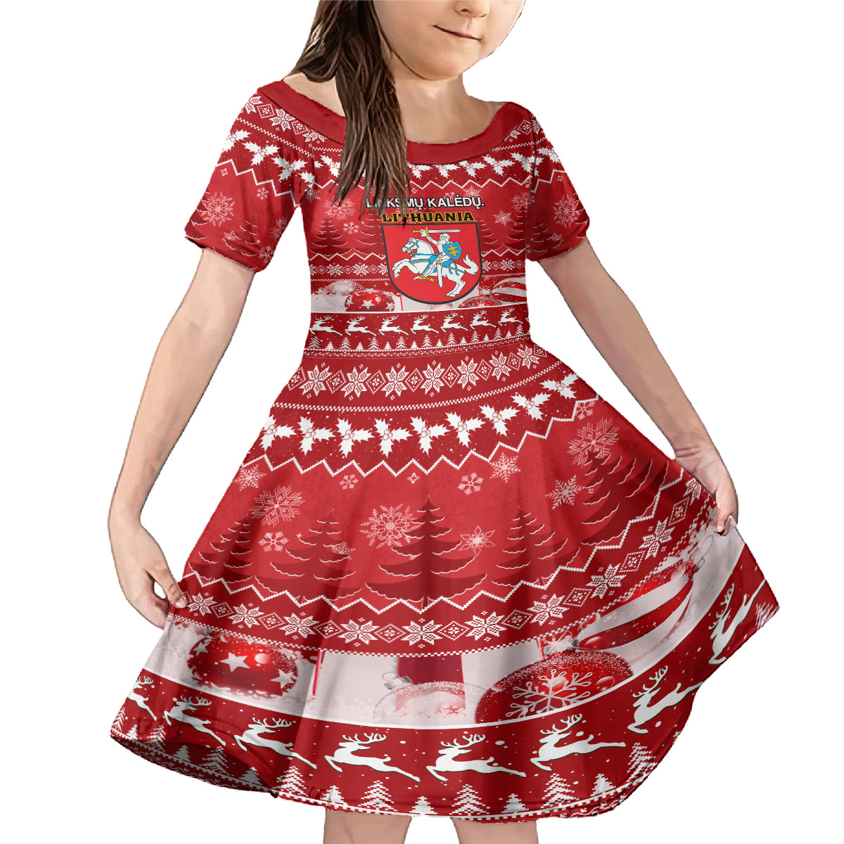 Personalised Lithuania Christmas Family Matching Mermaid Dress and Hawaiian Shirt Linksmu Kaledu - Wonder Print Shop
