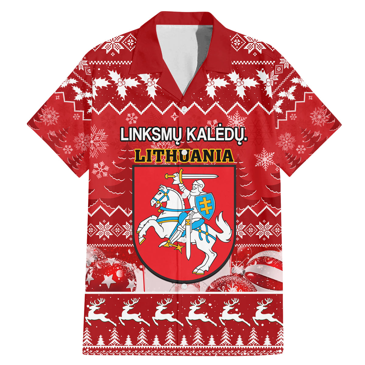 Personalised Lithuania Christmas Family Matching Mermaid Dress and Hawaiian Shirt Linksmu Kaledu - Wonder Print Shop