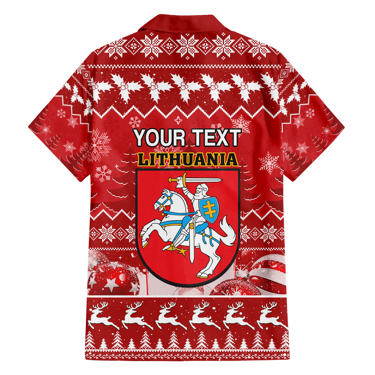 Personalised Lithuania Christmas Family Matching Puletasi Dress and Hawaiian Shirt Linksmu Kaledu - Wonder Print Shop