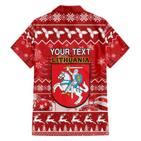 Personalised Lithuania Christmas Family Matching Short Sleeve Bodycon Dress and Hawaiian Shirt Linksmu Kaledu - Wonder Print Shop