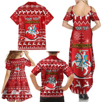 Personalised Lithuania Christmas Family Matching Summer Maxi Dress and Hawaiian Shirt Linksmu Kaledu - Wonder Print Shop