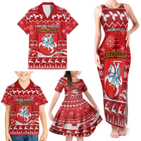 Personalised Lithuania Christmas Family Matching Tank Maxi Dress and Hawaiian Shirt Linksmu Kaledu - Wonder Print Shop