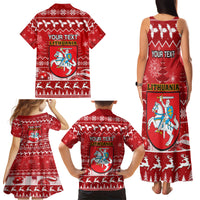 Personalised Lithuania Christmas Family Matching Tank Maxi Dress and Hawaiian Shirt Linksmu Kaledu - Wonder Print Shop