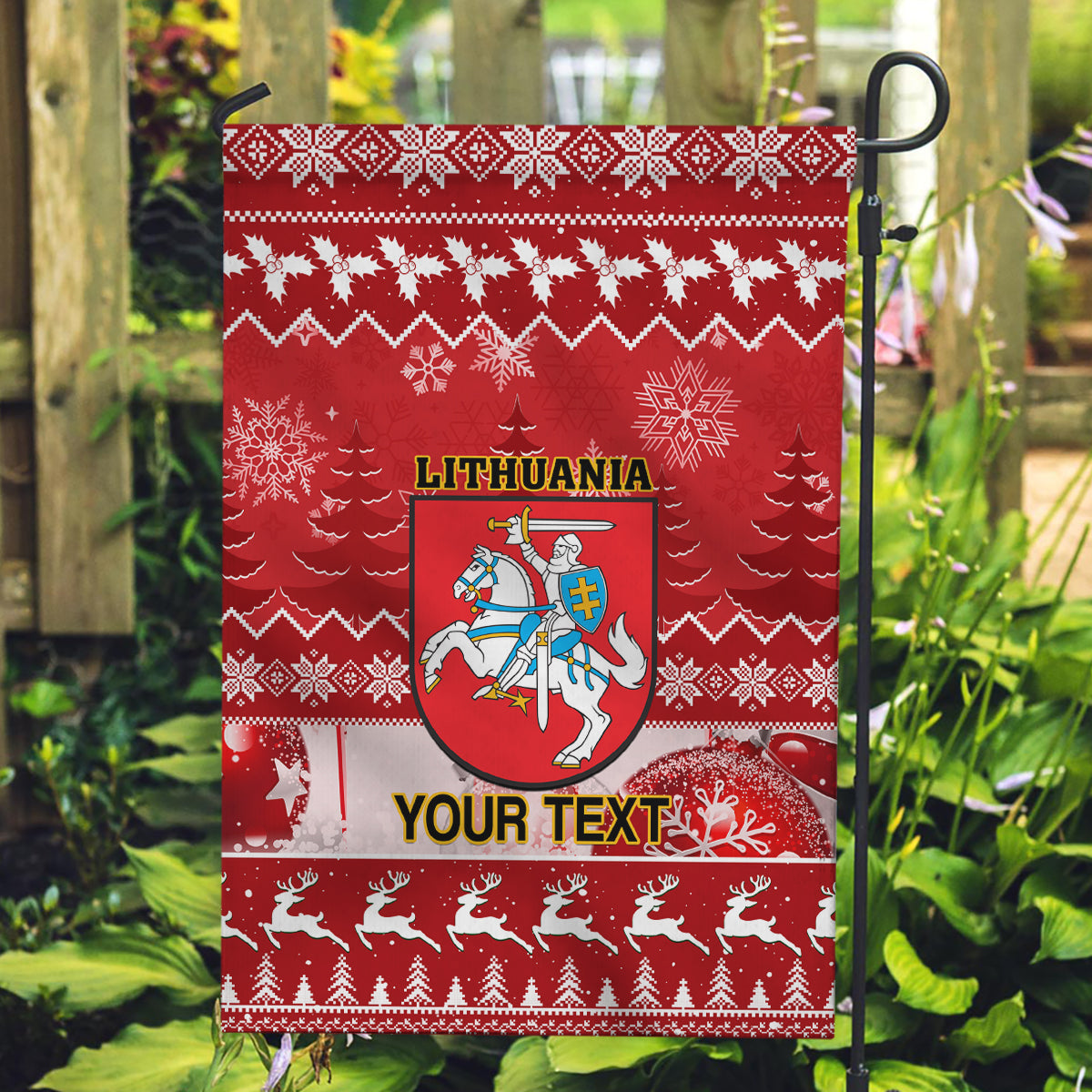 Personalised Lithuania Christmas Garden Flag Linksmu Kaledu - Wonder Print Shop