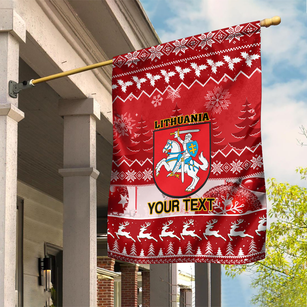 Personalised Lithuania Christmas Garden Flag Linksmu Kaledu - Wonder Print Shop