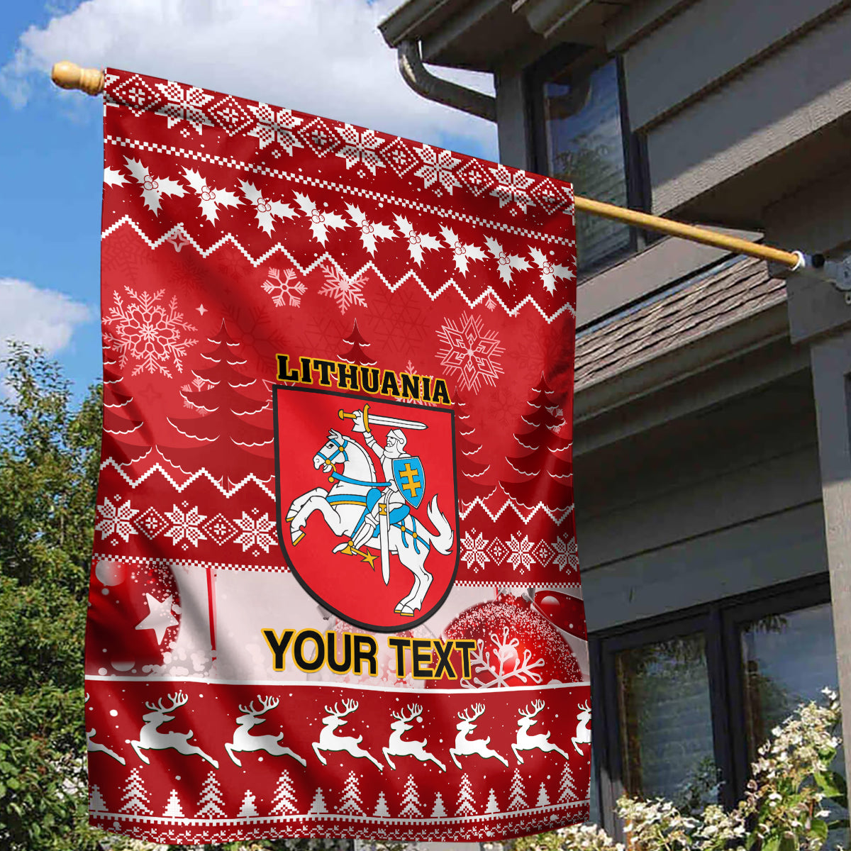 Personalised Lithuania Christmas Garden Flag Linksmu Kaledu - Wonder Print Shop