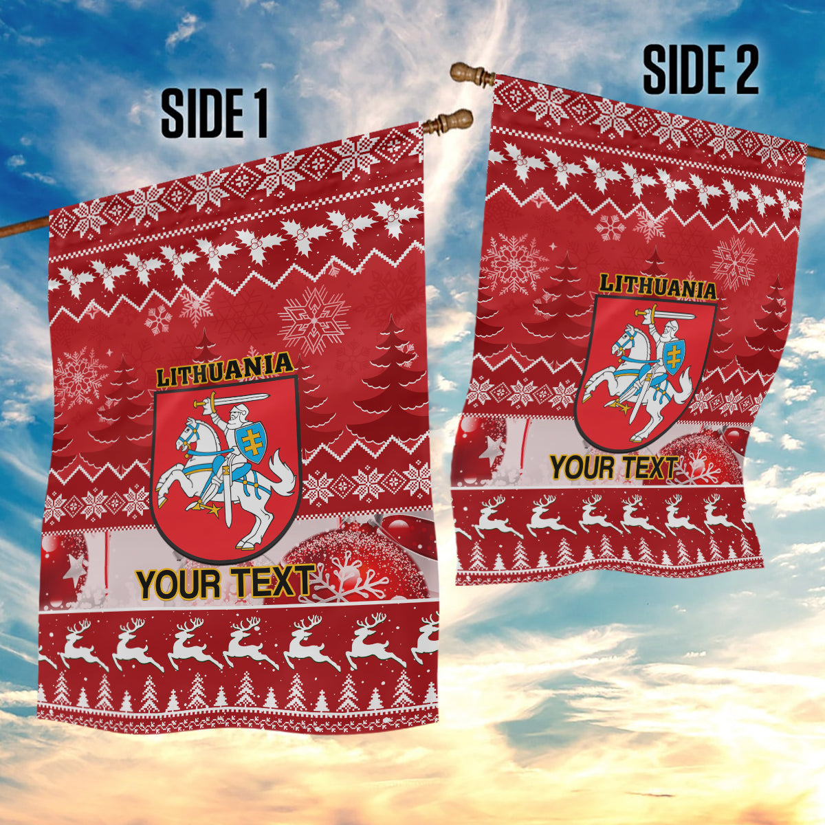 Personalised Lithuania Christmas Garden Flag Linksmu Kaledu - Wonder Print Shop