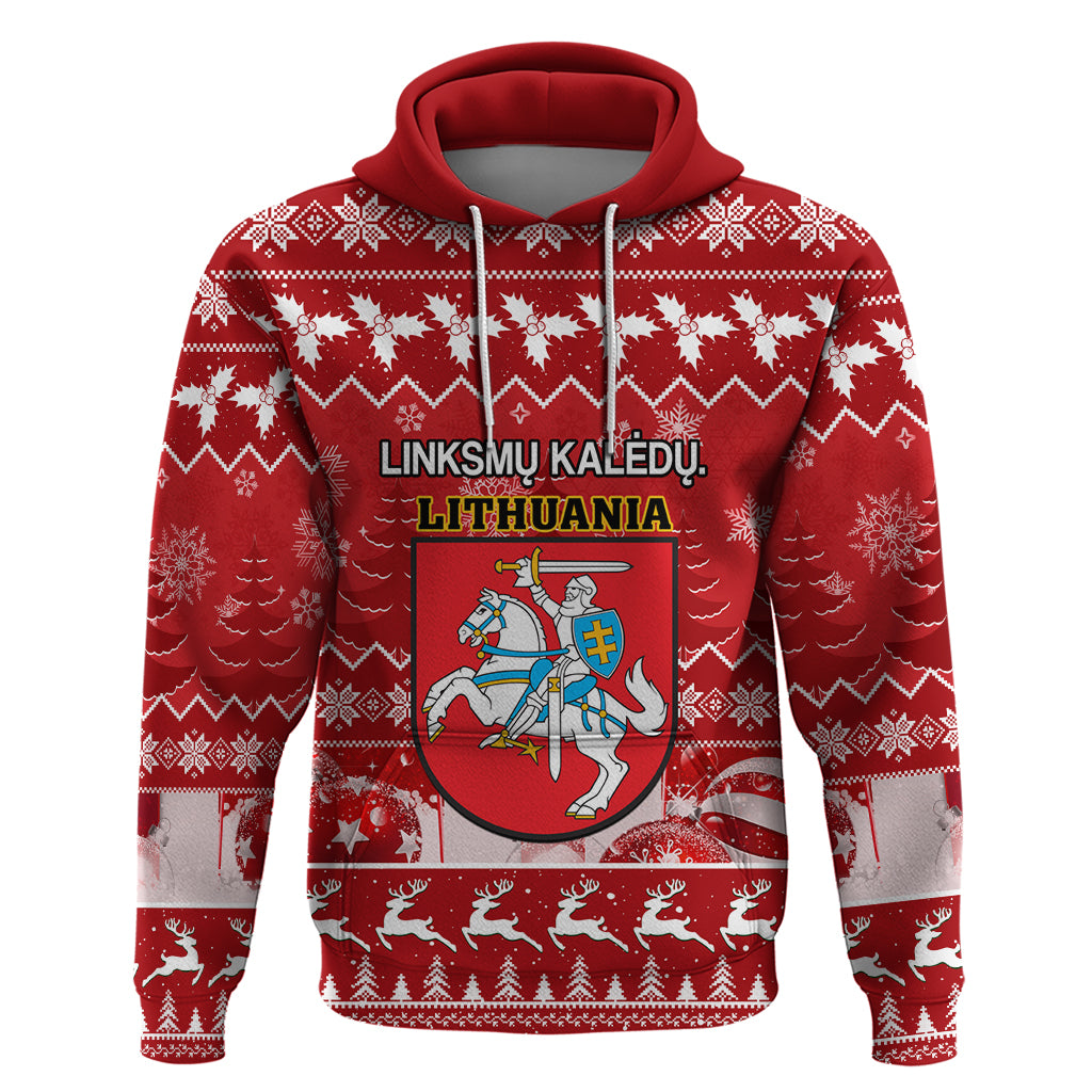 Personalised Lithuania Christmas Hoodie Linksmu Kaledu - Wonder Print Shop