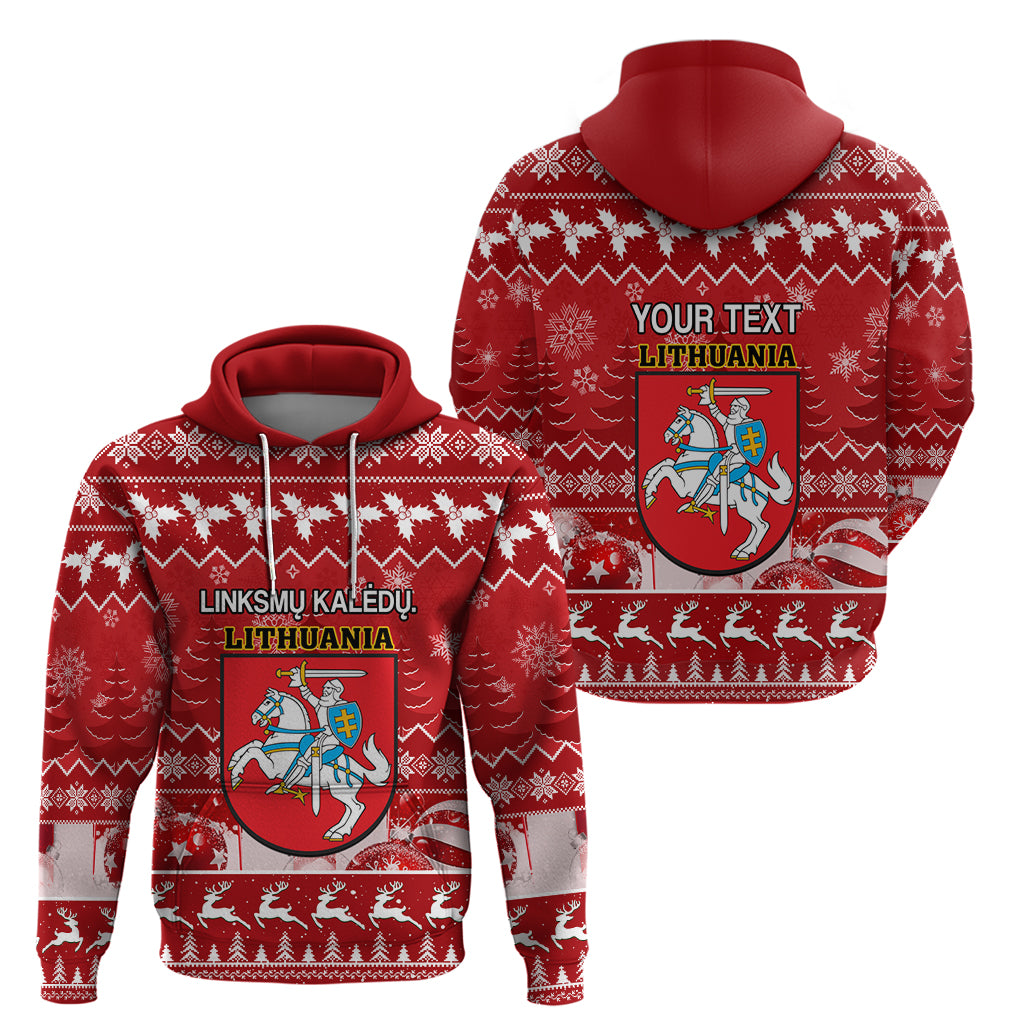 Personalised Lithuania Christmas Hoodie Linksmu Kaledu - Wonder Print Shop