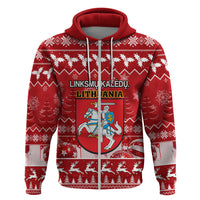 Personalised Lithuania Christmas Hoodie Linksmu Kaledu - Wonder Print Shop