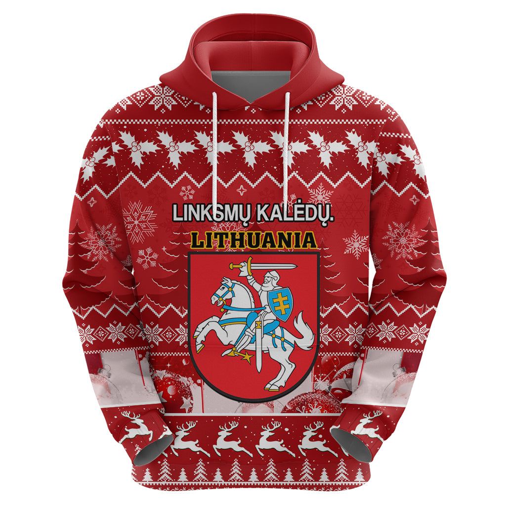 Personalised Lithuania Christmas Hoodie Linksmu Kaledu - Wonder Print Shop