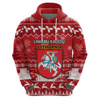 Personalised Lithuania Christmas Hoodie Linksmu Kaledu - Wonder Print Shop