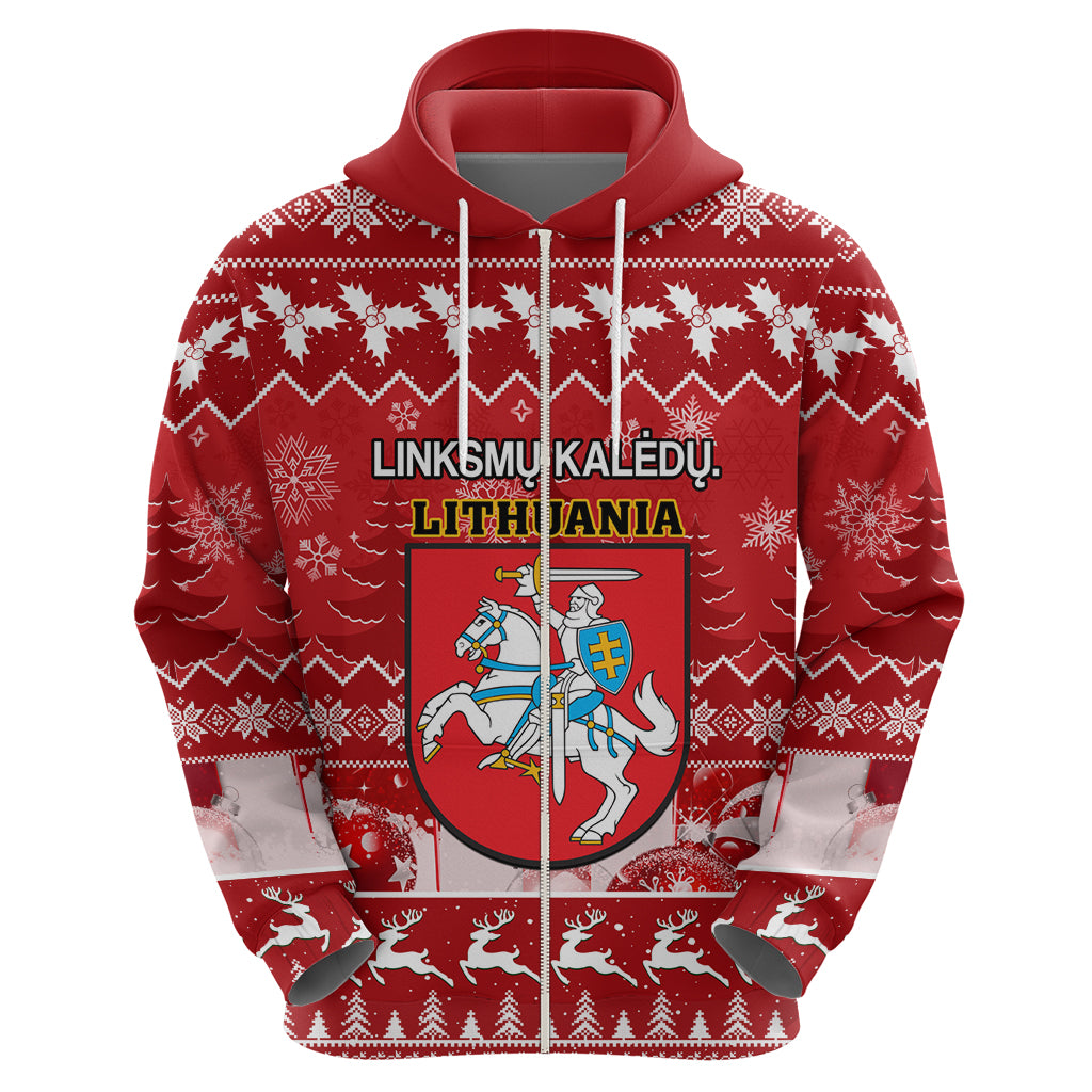 Personalised Lithuania Christmas Hoodie Linksmu Kaledu - Wonder Print Shop