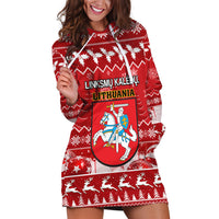 Personalised Lithuania Christmas Hoodie Dress Linksmu Kaledu - Wonder Print Shop