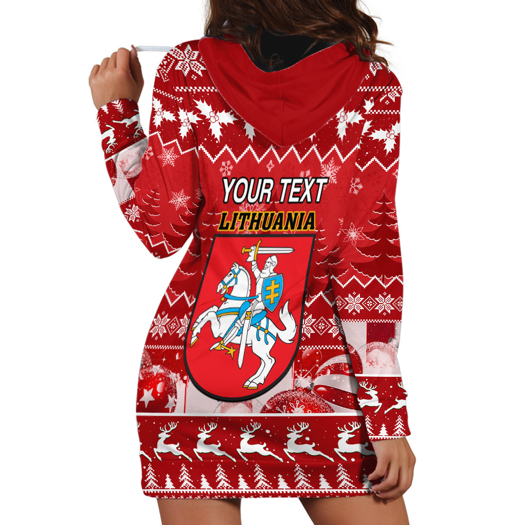 Personalised Lithuania Christmas Hoodie Dress Linksmu Kaledu - Wonder Print Shop