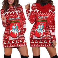 Personalised Lithuania Christmas Hoodie Dress Linksmu Kaledu - Wonder Print Shop