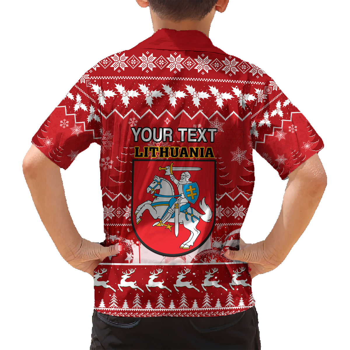 Personalised Lithuania Christmas Kid Hawaiian Shirt Linksmu Kaledu - Wonder Print Shop