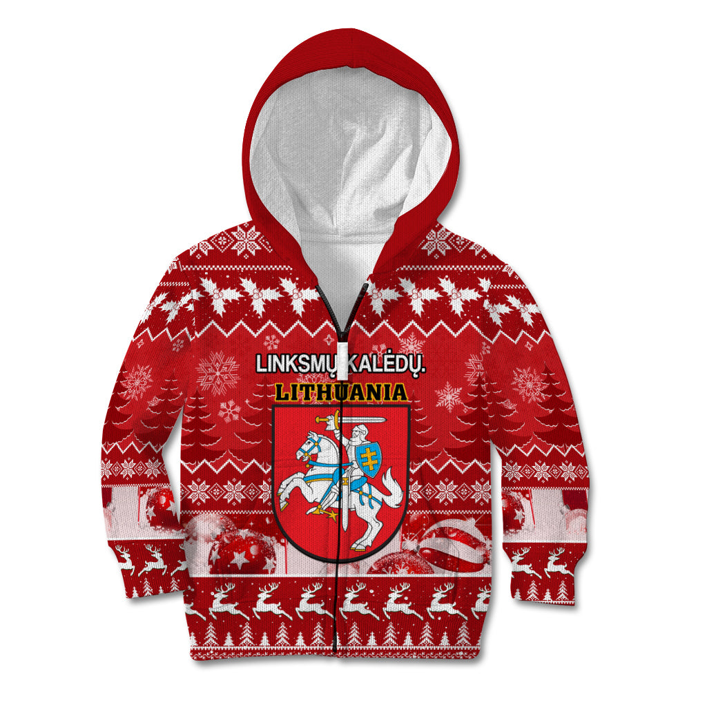 Personalised Lithuania Christmas Kid Hoodie Linksmu Kaledu - Wonder Print Shop