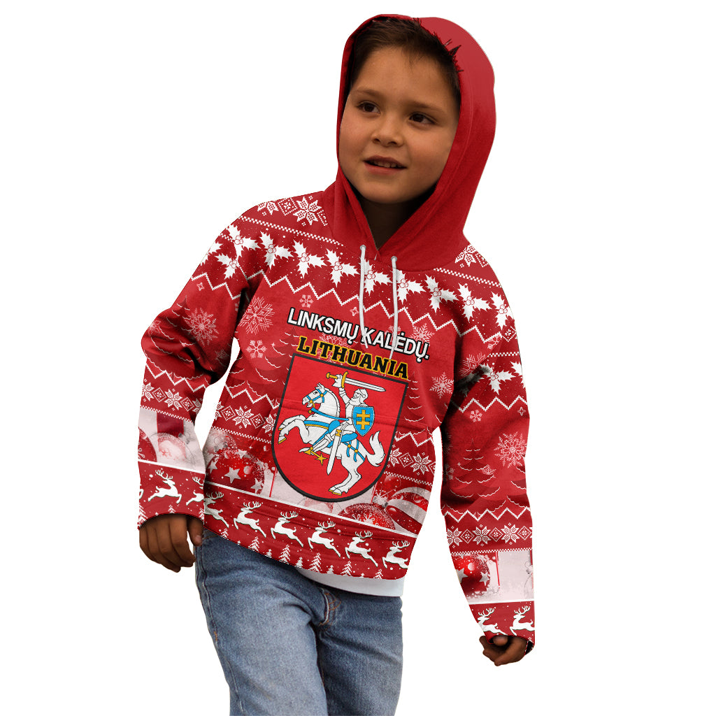 Personalised Lithuania Christmas Kid Hoodie Linksmu Kaledu - Wonder Print Shop