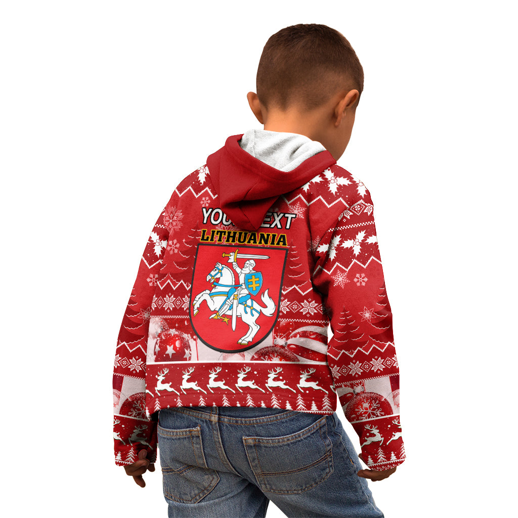 Personalised Lithuania Christmas Kid Hoodie Linksmu Kaledu - Wonder Print Shop