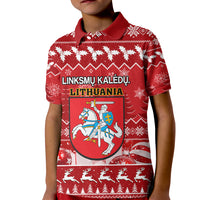 Personalised Lithuania Christmas Kid Polo Shirt Linksmu Kaledu - Wonder Print Shop