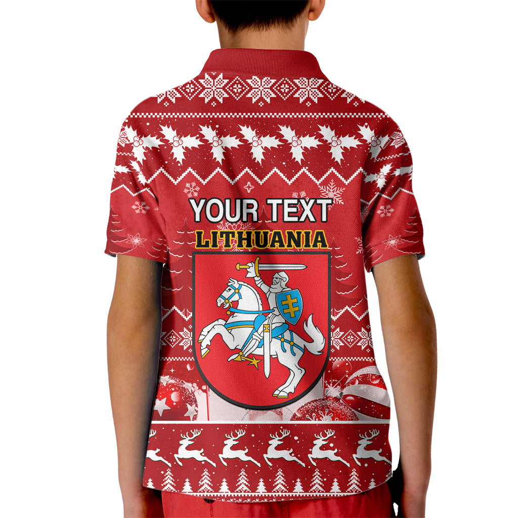 Personalised Lithuania Christmas Kid Polo Shirt Linksmu Kaledu - Wonder Print Shop