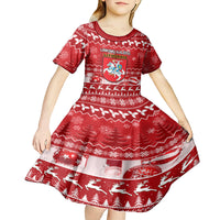 Personalised Lithuania Christmas Kid Short Sleeve Dress Linksmu Kaledu - Wonder Print Shop