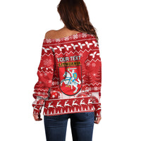 Personalised Lithuania Christmas Off Shoulder Sweater Linksmu Kaledu - Wonder Print Shop