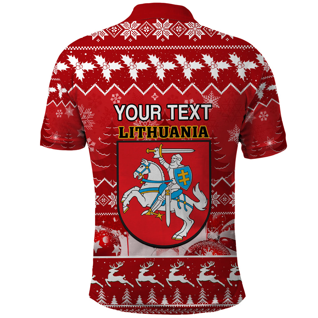Personalised Lithuania Christmas Polo Shirt Linksmu Kaledu - Wonder Print Shop