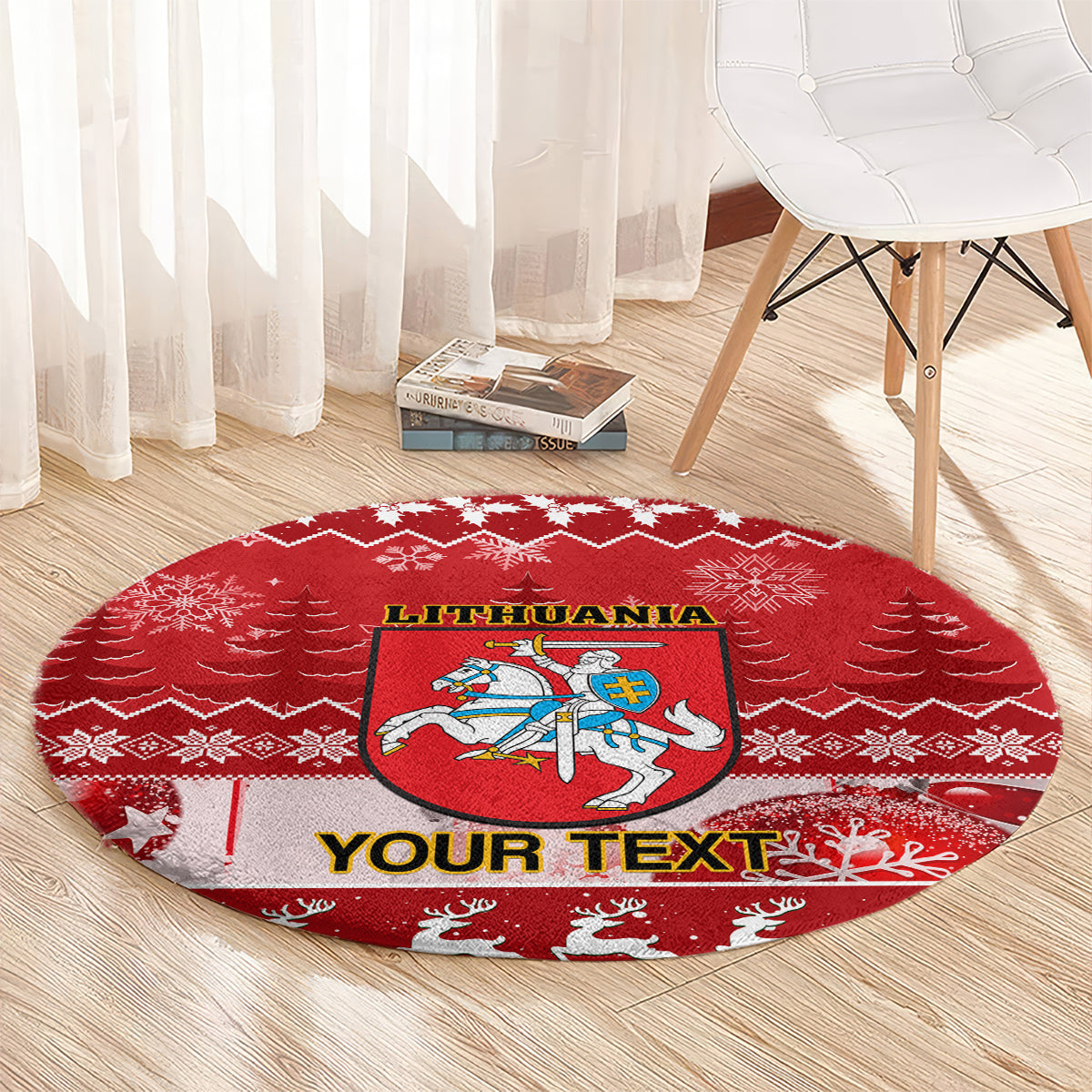personalised-lithuania-christmas-round-carpet-linksmu-kaledu