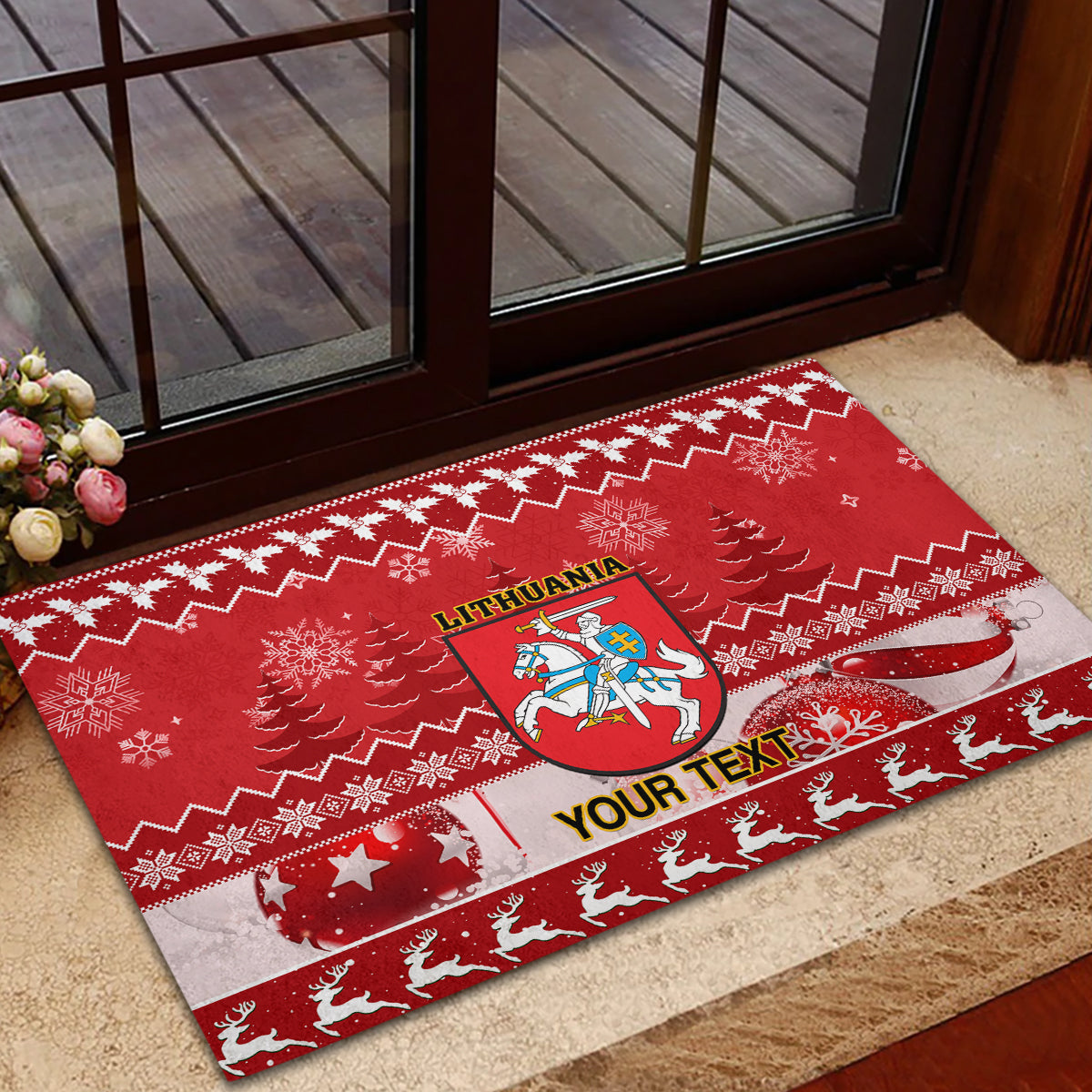 Personalised Lithuania Christmas Rubber Doormat Linksmu Kaledu - Wonder Print Shop
