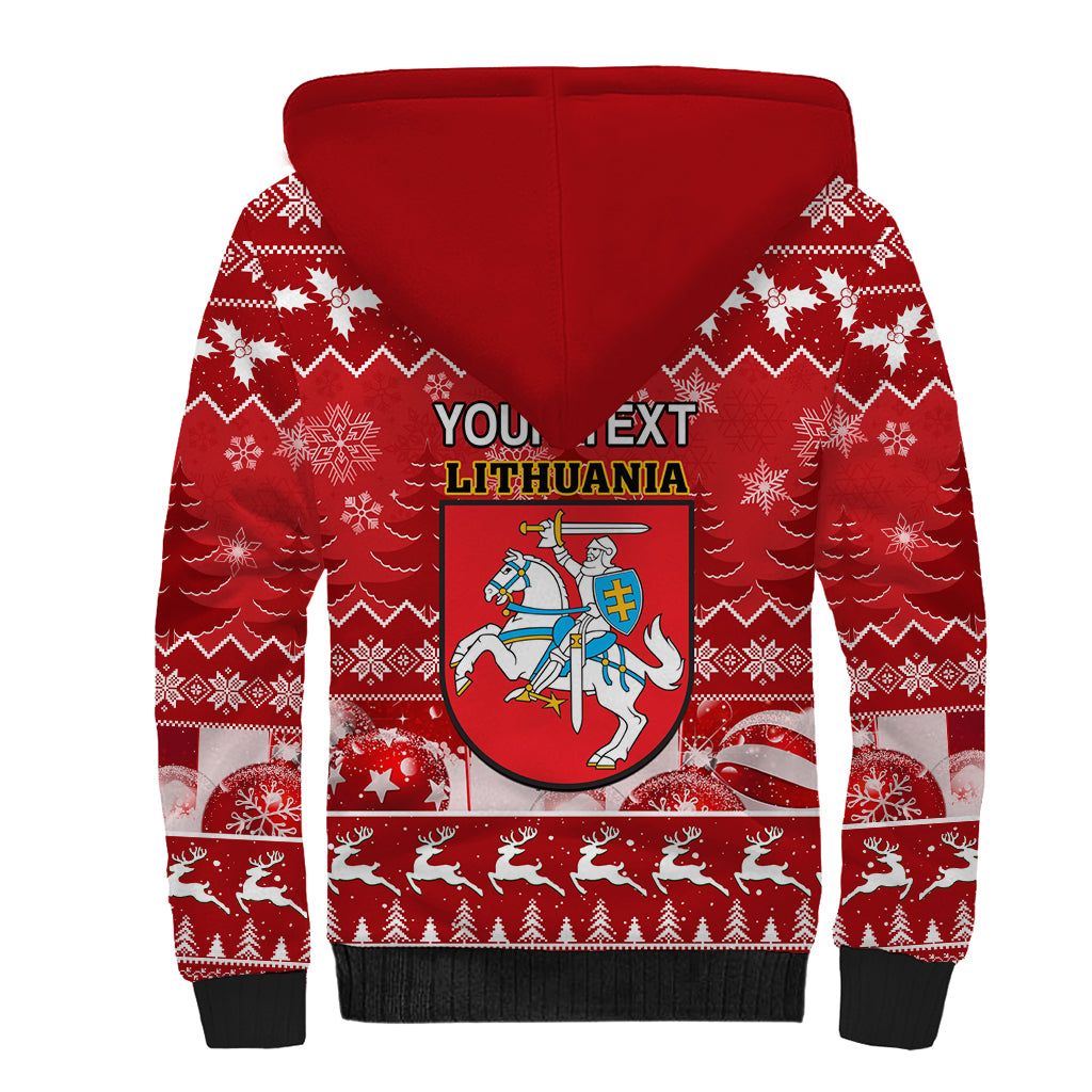 Personalised Lithuania Christmas Sherpa Hoodie Linksmu Kaledu - Wonder Print Shop