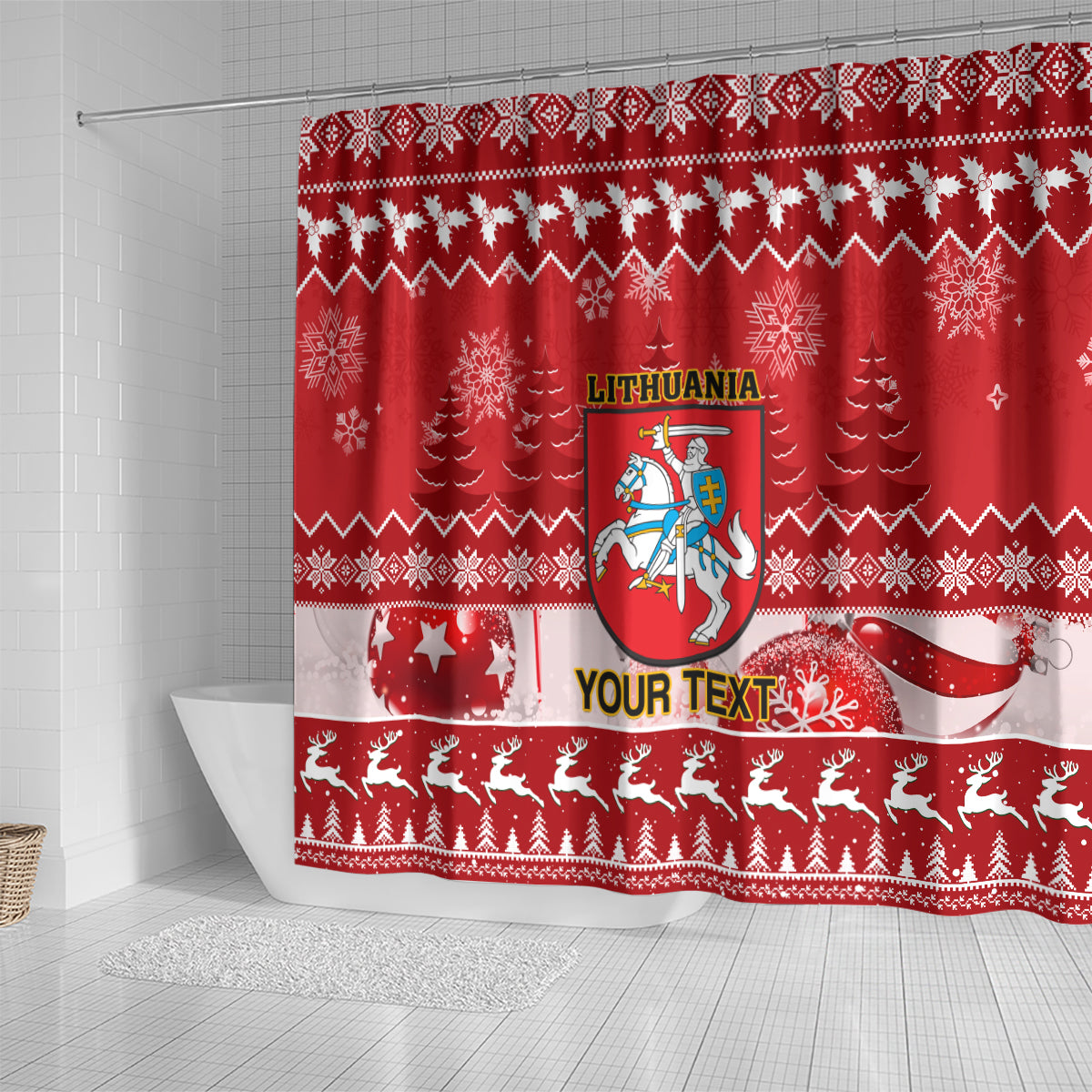 personalised-lithuania-christmas-shower-curtain-linksmu-kaledu