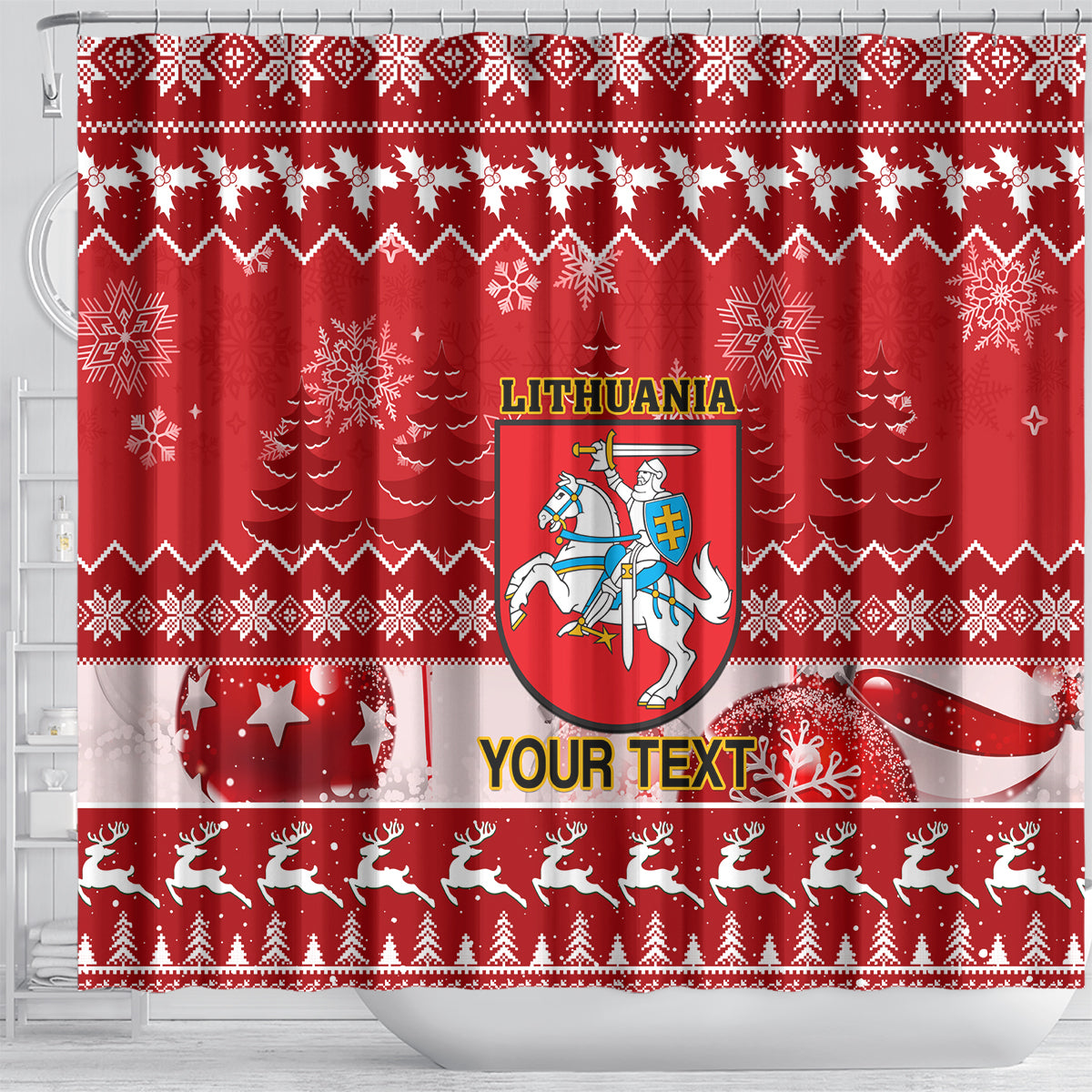 personalised-lithuania-christmas-shower-curtain-linksmu-kaledu