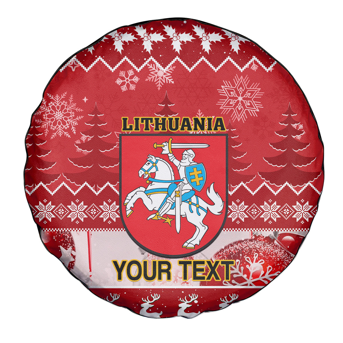 Personalised Lithuania Christmas Spare Tire Cover Linksmu Kaledu - Wonder Print Shop