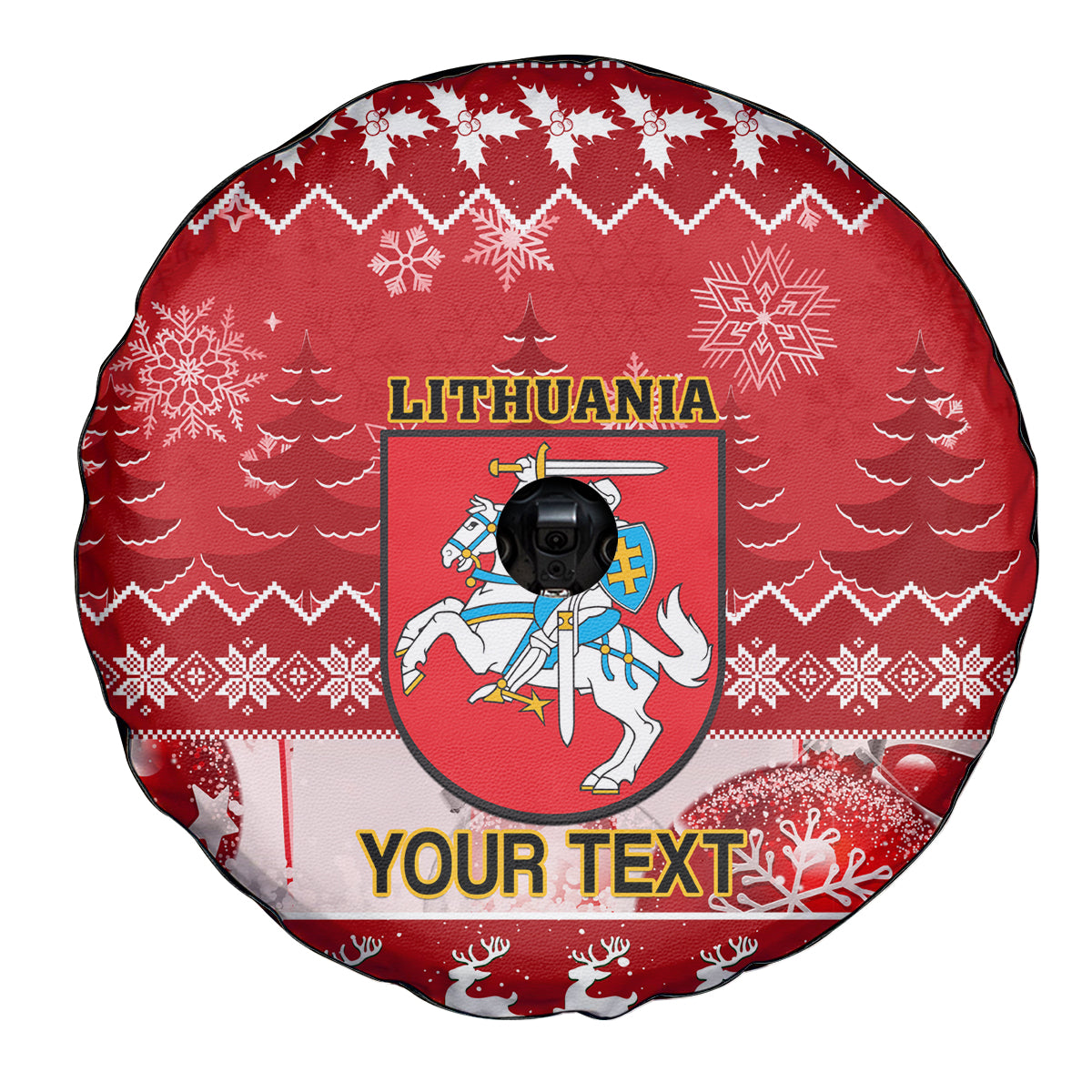 Personalised Lithuania Christmas Spare Tire Cover Linksmu Kaledu - Wonder Print Shop