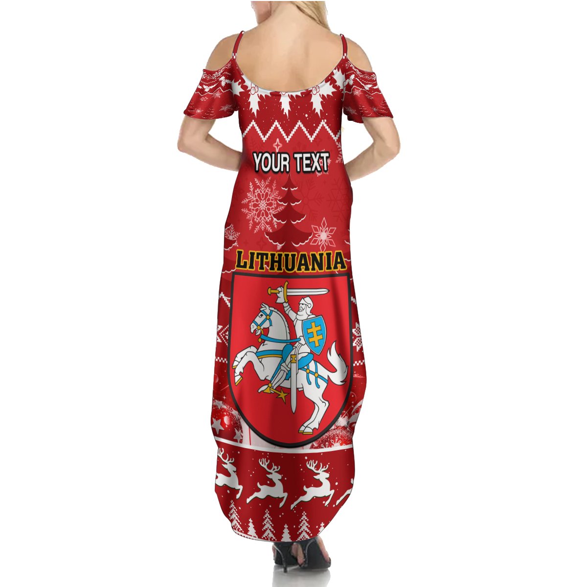 Personalised Lithuania Christmas Summer Maxi Dress Linksmu Kaledu - Wonder Print Shop