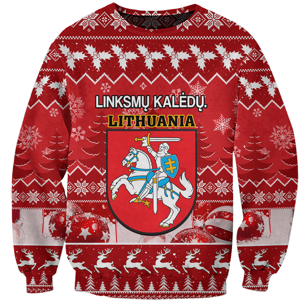 Personalised Lithuania Christmas Sweatshirt Linksmu Kaledu - Wonder Print Shop