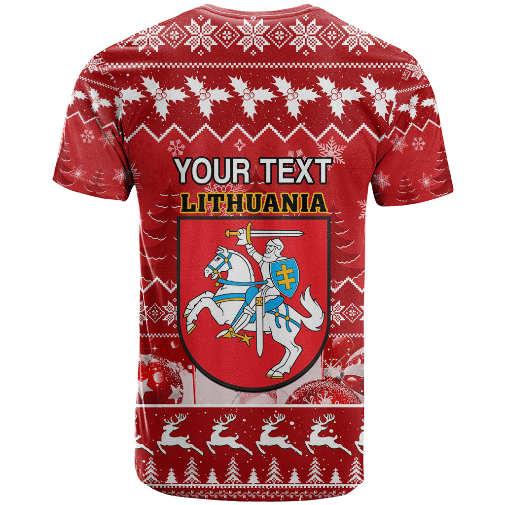 Personalised Lithuania Christmas T Shirt Linksmu Kaledu - Wonder Print Shop