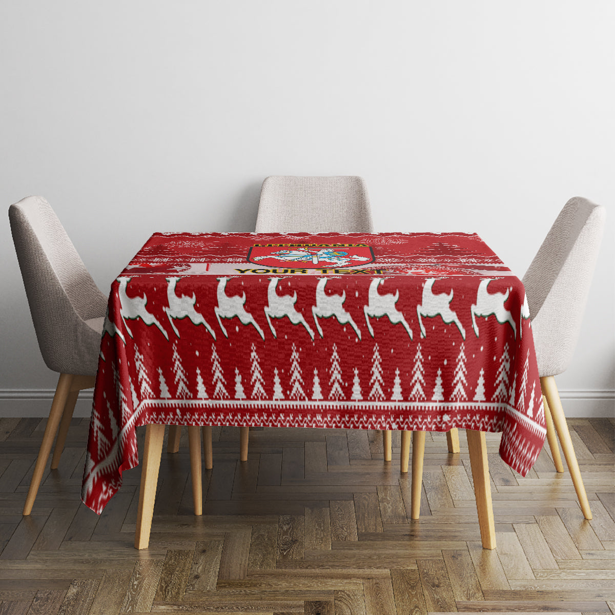 Personalised Lithuania Christmas Tablecloth Linksmu Kaledu - Wonder Print Shop