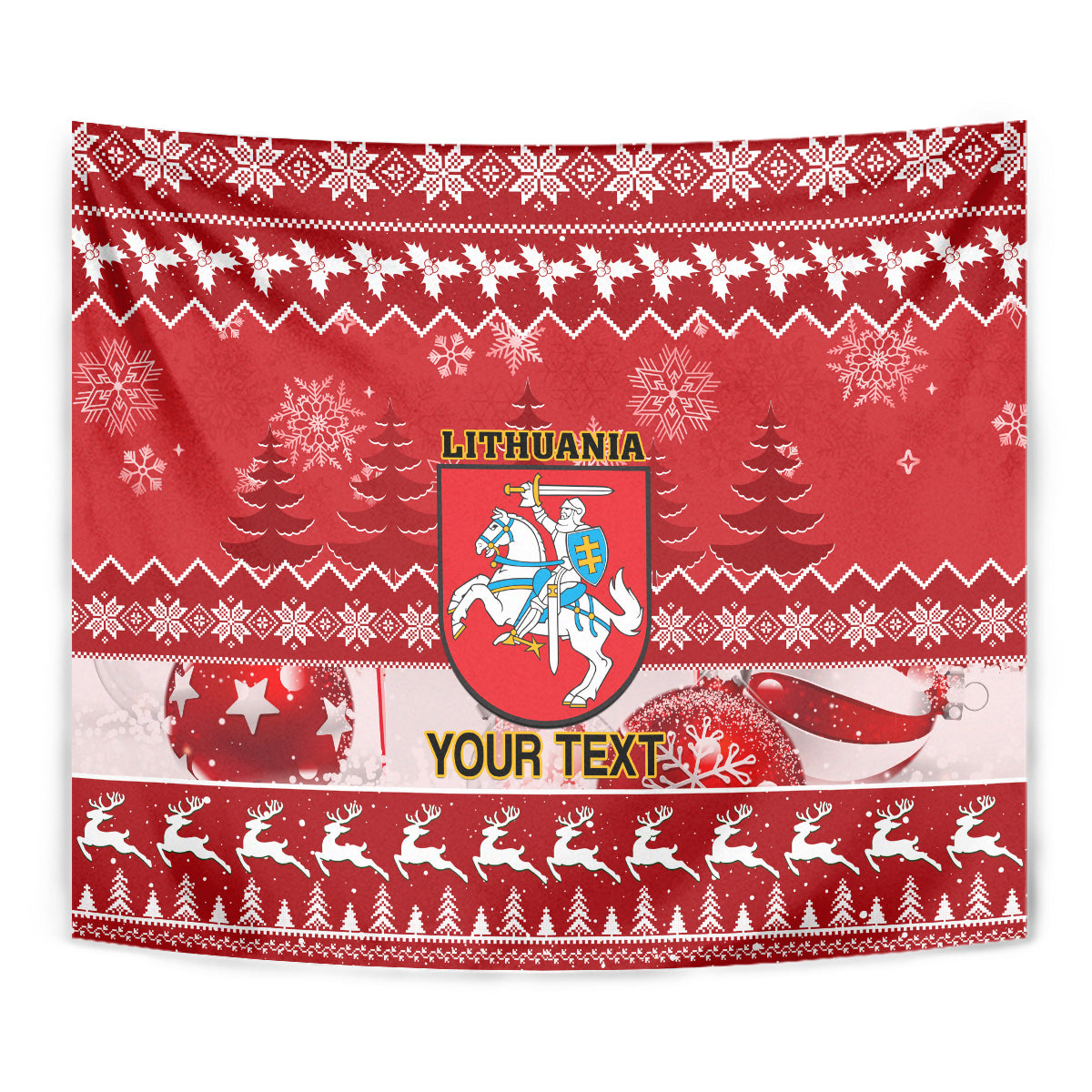 Personalised Lithuania Christmas Tapestry Linksmu Kaledu - Wonder Print Shop